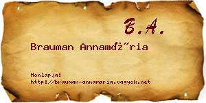 Brauman Annamária névjegykártya